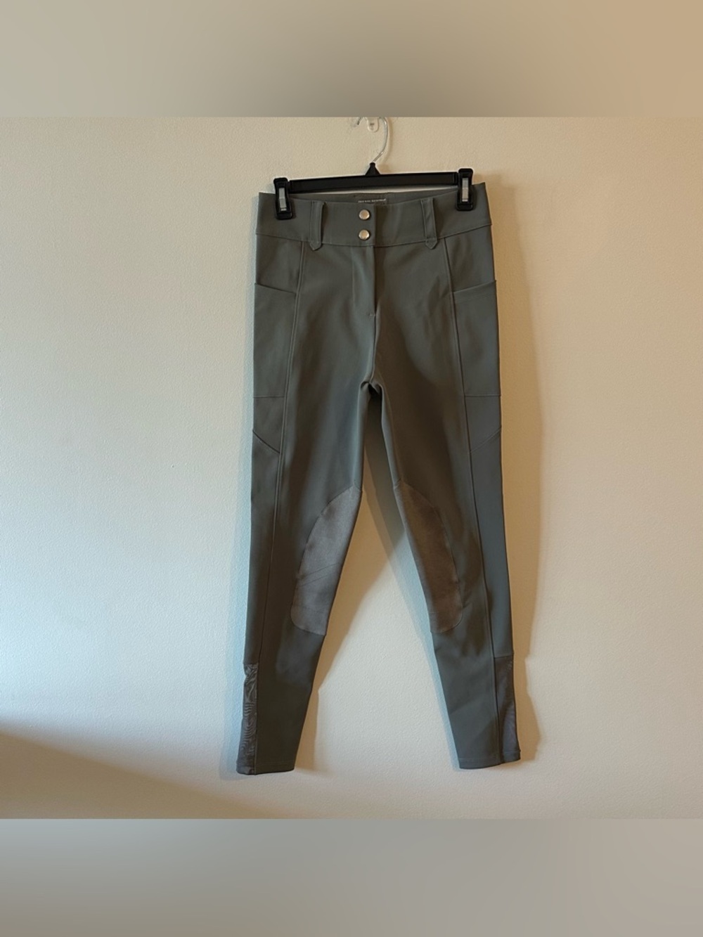 Free Ride Equestrian Pro Breeches Knee Patch Gray 26 Stretch Sculpt